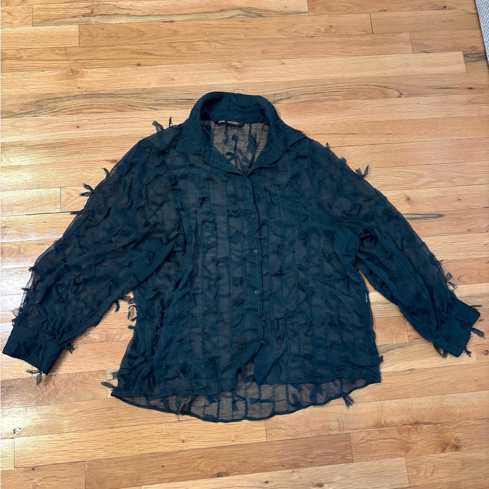Zara Women’s Green Sheer Blouse Size S